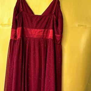 Elegant Red Gown with Sparkle Detail